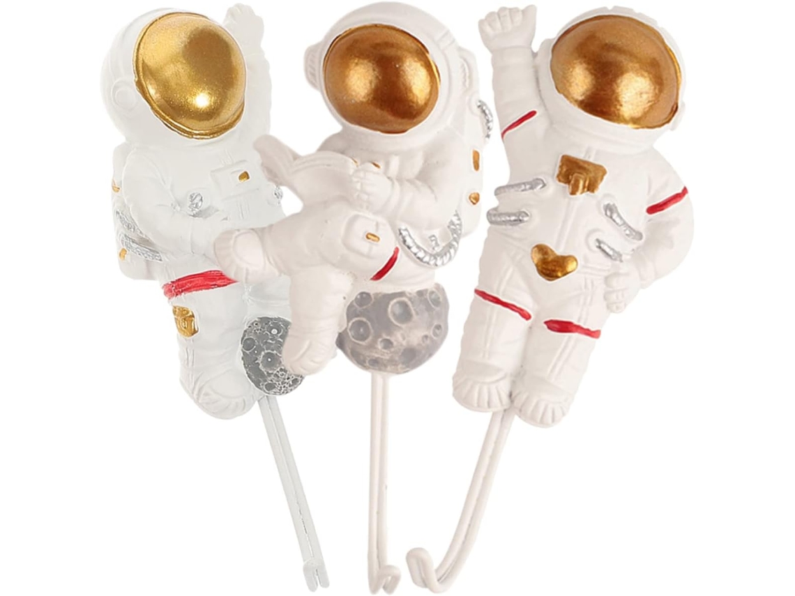 Ganchos Adhesivos De Astronauta De 3 Piezas, Ganchos De Pared Resistentes, Perchas Para Ropa Sin Necesidad De Taladrar Para El Baño.