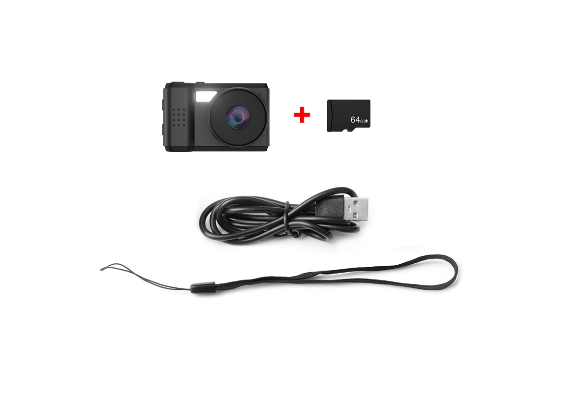Mini Videocámara Hd 1080p Con Pantalla Y Altavoz, Compatible Con Tarjeta Tf (cámara + 64 Gb - Ninguno)