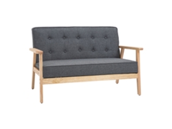 Sofá De 2 Plazas Con Respaldo Cojines Acolchados Patas De Madera Antideslizantes Botones Con Mechones 113x67x78 Cm Gris