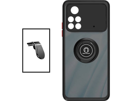 Kit Carcasa Anti Choque Camera Protection + Soporte Magnético L Safe Driving Coche para Xiaomi Poco X4 Pro 5G PHONECARE Negro