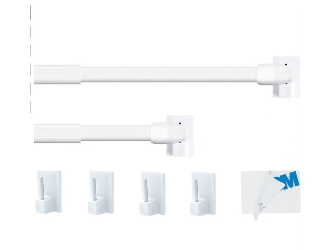 Varas De Cortina - 2 Piezas - Retraíble - No Es Necesaria Perforación Para Una Vara De Cortina - 30-50 Cm - Branco