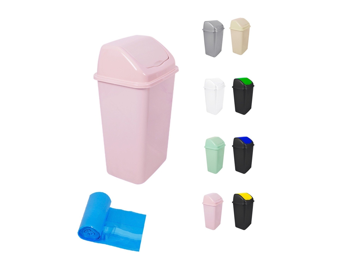 Cubo de basura con tapa giratoria de 30/50 litros ideal para el hogar y la oficina Bolsas rosas 30 L Garden202