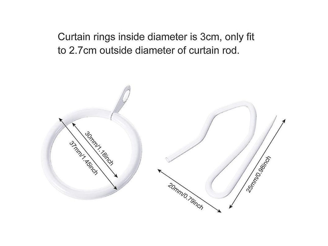 30 Anillas Metálicas Para Cortinas Y 30 Ganchos, 30 Mm De Diámetro, Para Barras De 0,98 Pulgadas, Duraderos.