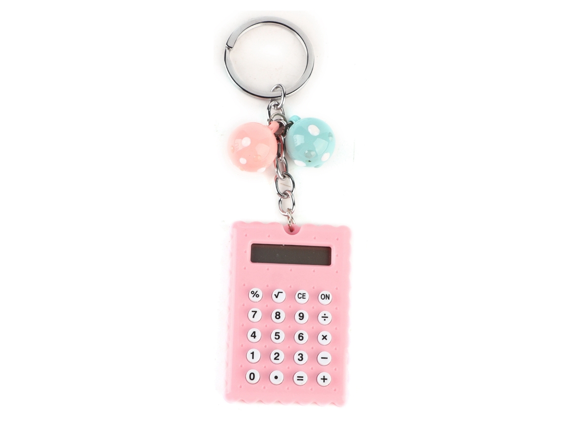Mini Calculadora Portátil Con Forma De Galleta, Llavero Rosa De Silicona, 8 Bits, Regalo.