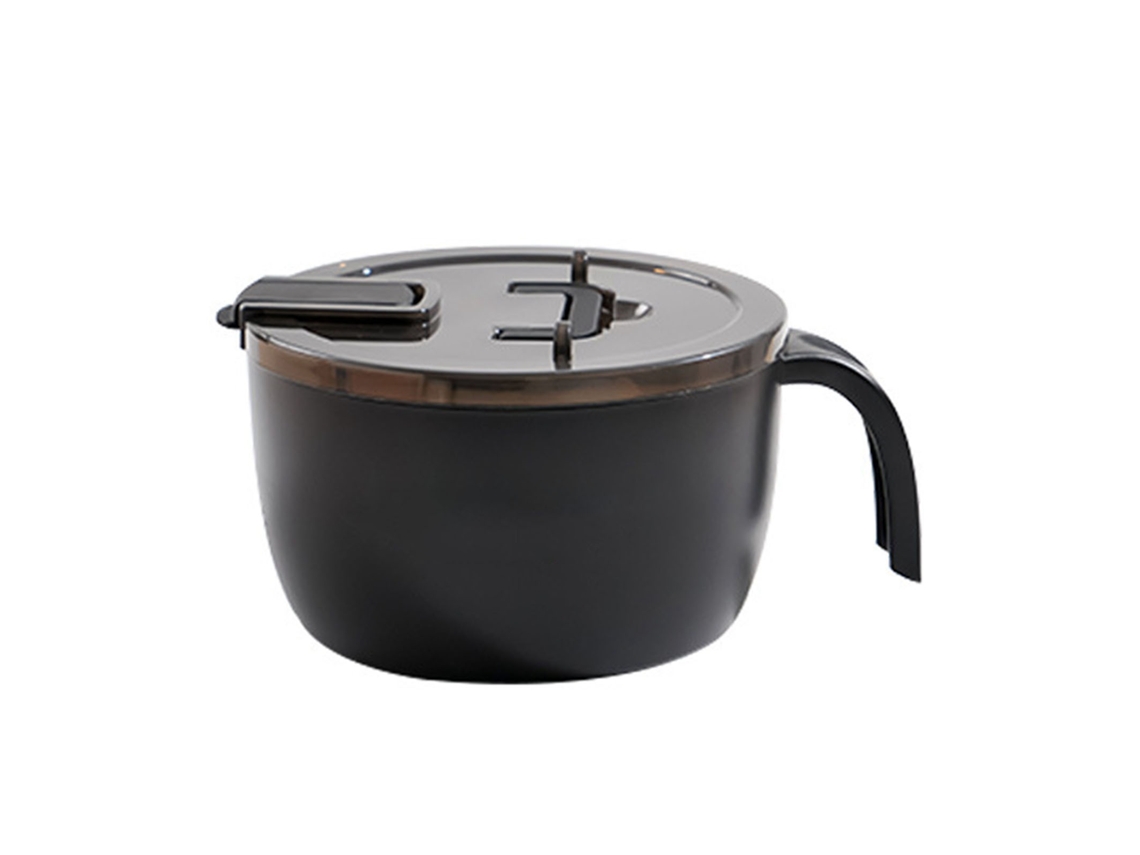 Vaso de acero inoxidable para fideos instantáneos con tapa y gran capacidad.