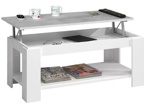 Mueble de Apoyo HABITDESIGN Blanco Artik - Gris Cemento (Melamina - 100 x 43–54 x 50 cm)