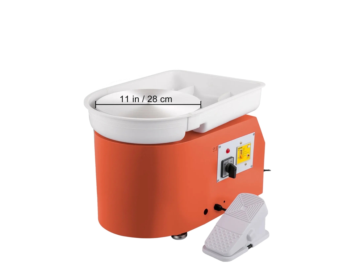 Torno de cerámica eléctrico, 350 W de potencia, placa de 11 pulgadas, color naranja OEM