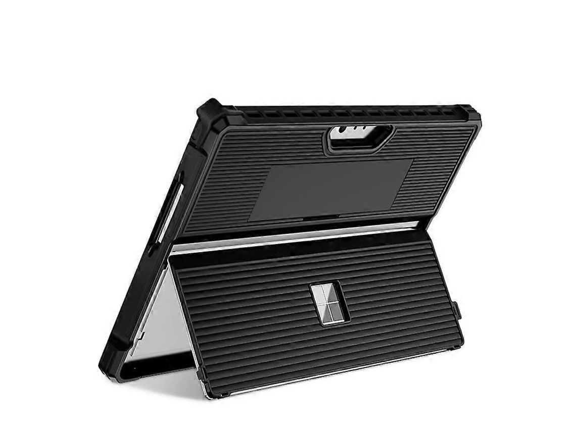 Estuche con recorte de rayas para tableta Microsoft Surface Pro 8 con soporte.