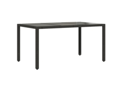 Mesa de jardín con tablero de cristal y patas de mimbre negro, 150x90x75 cm, MAISON EXCLUSIVE