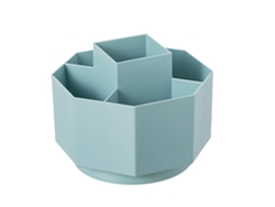 Organizador De Escritorio Con Portalápices Multiusos De Gran Capacidad De Plástico Hips Con Caja Giratoria Y Papelería Azul