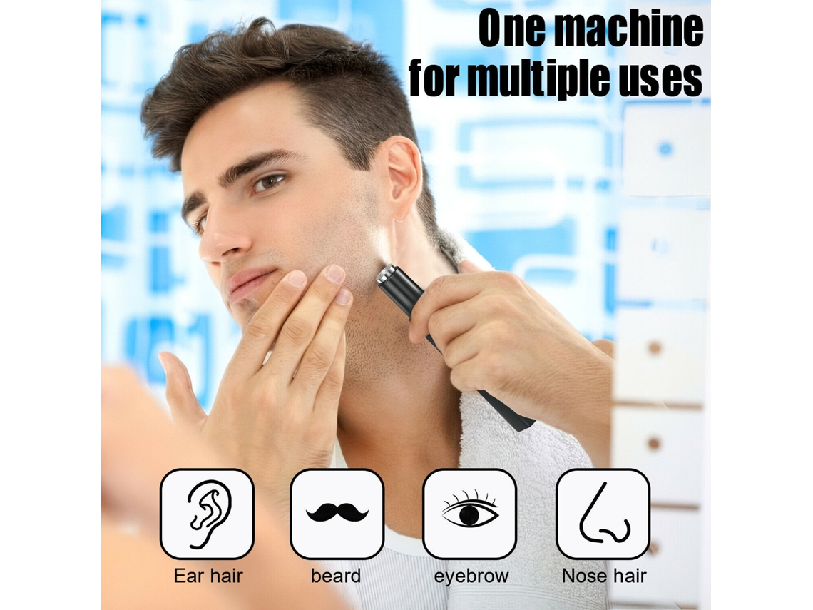 Recortadora Eléctrica Multiusos Para Vello Nasal Con Cabezales De Corte Extraíbles De Acero Inoxidable Para Nariz, Orejas, Barba Y Cejas.