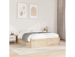 Cama De Matrimonio | Cama Para Adultos | Estructura De Cama Sin Colchón Madera Maciza De Pino 140x190 Cm