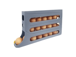 Contenedor de almacenamiento de huevos para organizador de refrigerador con tapa Gris