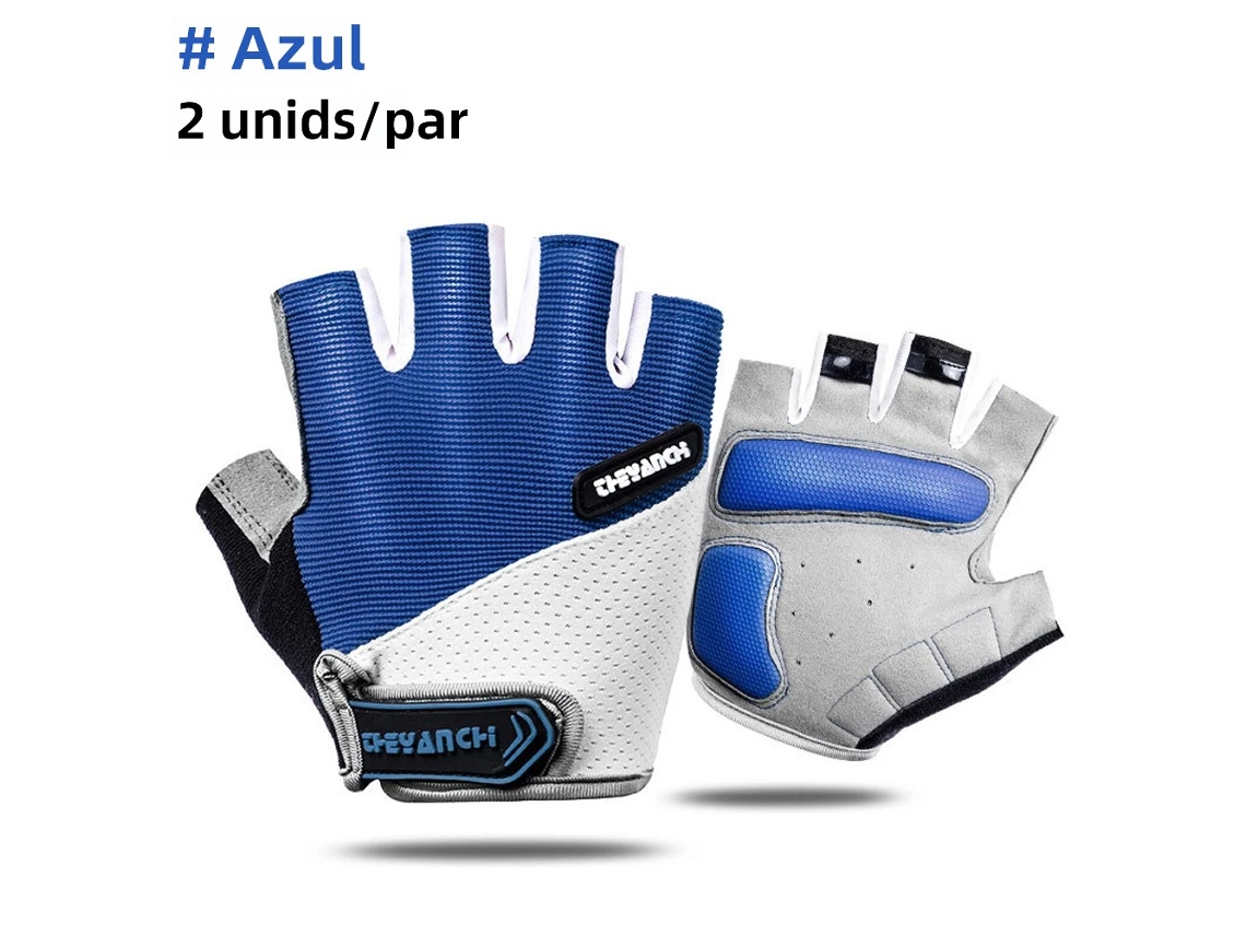 (azul M) Guantes De Ciclismo Unisex, Antideslizantes Y Amortiguadores, Lavables, Estilo Medio Dedo.