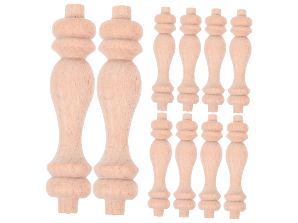 10 Piezas De Balaustres Y Varillas De Madera Natural Para Escaleras, Con Formas Y Círculos Elaborados A Mano.