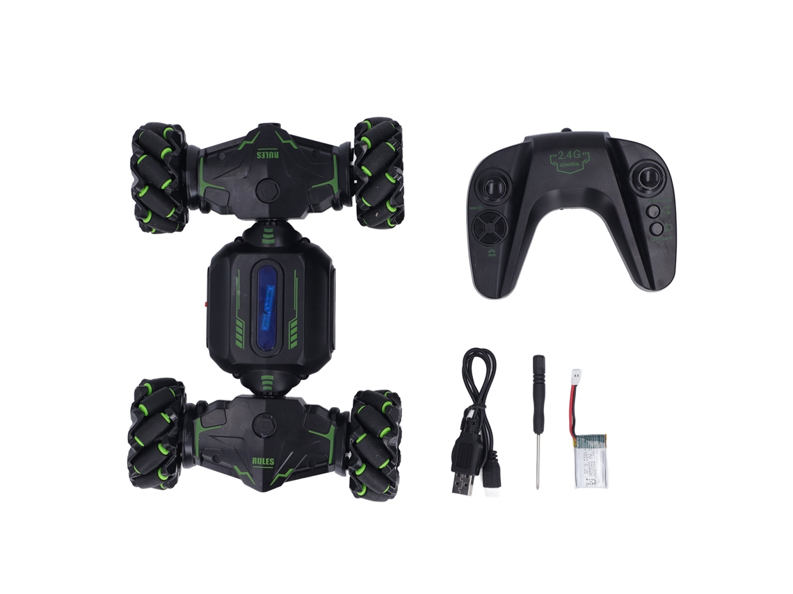 Ats-coche Rc Con Sensor De Gestos, Carro De Acrobacias 360 Grados, Control Remoto 2.4g Con Luz, Para Niños De 8+ Años, Color Verde