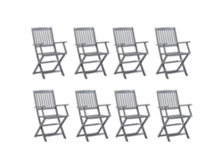 Maison Exclusive - Juego de 8 sillas plegables de exterior con cojines, madera maciza de acacia.