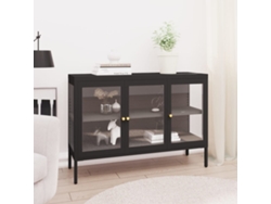 Aparador | Mueble De Comedor | Buffet De Acero Y Vidrio Negro 105x35x70 Cm Wsd640624