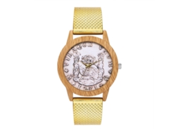 Reloj De Cuarzo Unisex Zhoulianfa Para Parejas Con Brazalete De Malla De Acero Dorado.