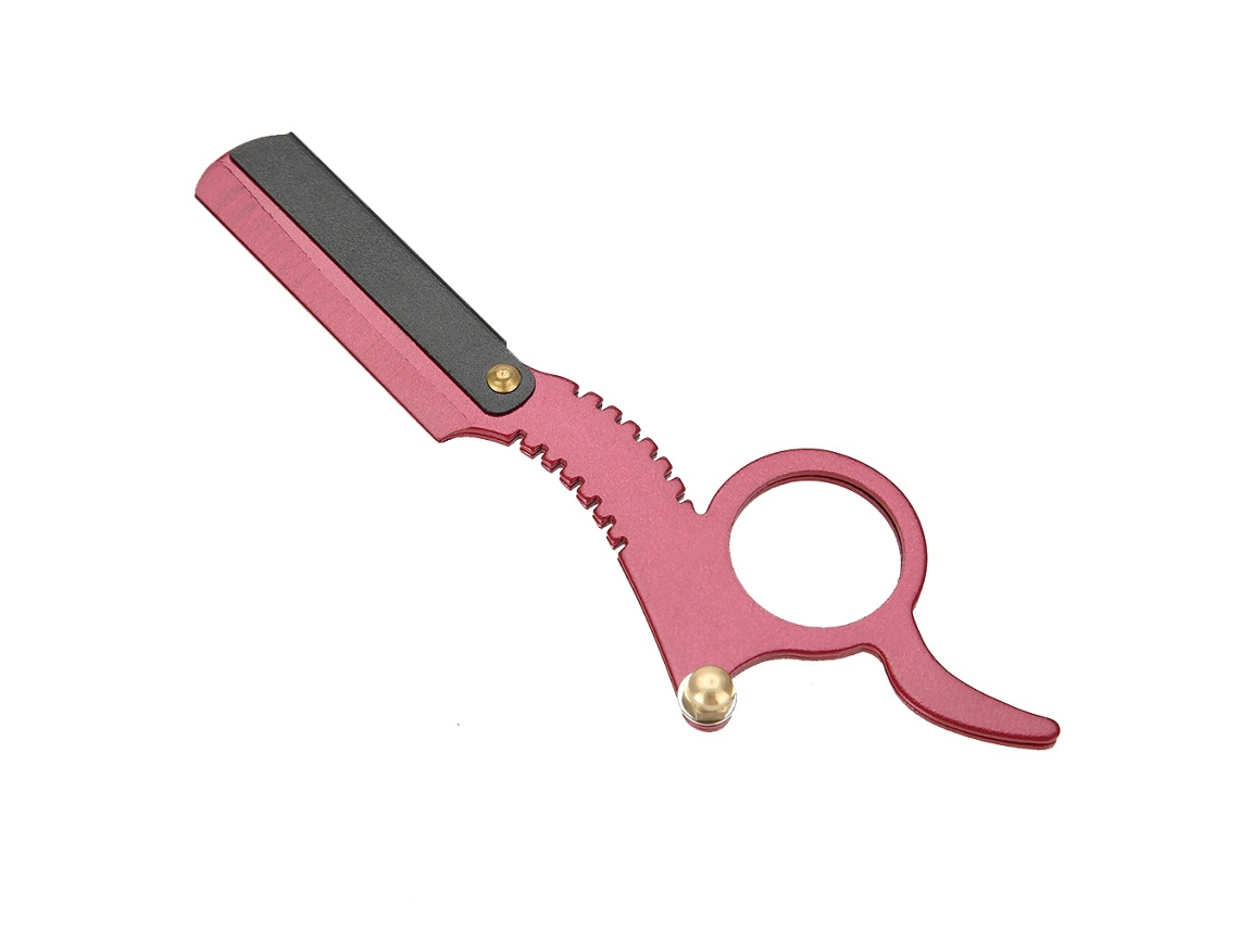 Navaja Recta Vintage Para Barberos Con Mecanismo Fácil De Cambio De Cuchillas Para Afeitar Barba Rojo
