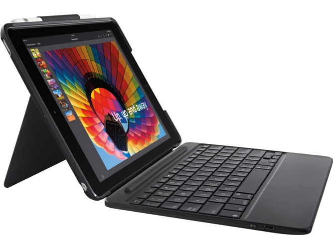 Funda Teclado LOGITECH Slim Combo (Bluetooth - Layout Alemán - Negro)
