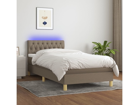 MAISON EXCLUSIVE Colchón con somier/Led 90x200 cm Tejido gris-marrón