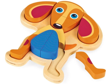 Juego Educativo OOPS Puzzle Madera 3D Perro 9 Piezas (Edad Mínima: 12 Meses - 24,6 x 26,5 x 4,3 cm)