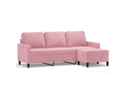 Maison Exclusive - Sofá De 3 Plazas Con Taburete De Terciopelo Rosa180 Cm