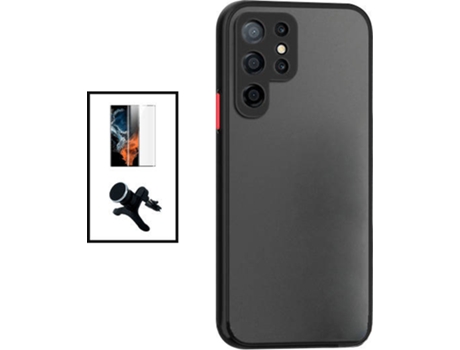 Kit Carcasa Trasera Protección Cámara + Protector de Pantalla Samsung Galaxy S22 Ultra 5G GIFT4ME Negro