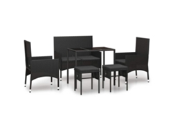 Maison Exclusive - Set Muebles De Jardín 6 Piezas Y Cojines Ratán Sintético Negro