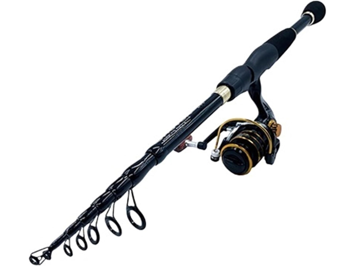 Caña Telescópica Para Señuelos De 1,6 A 2,4 M Con Carrete Giratorio, Alta Velocidad, Kit Completo Pesca (1,...