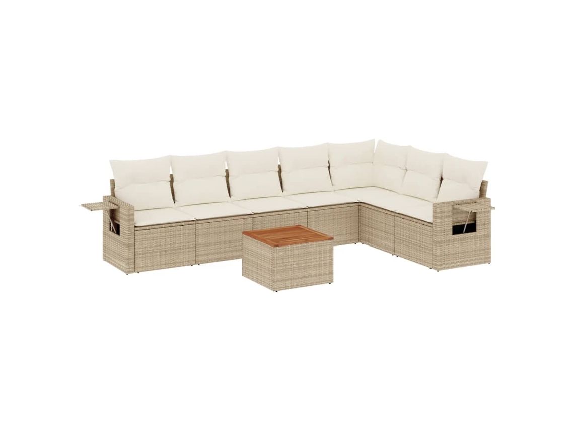 Conjunto 8 de sofás de jardín con cojines beige VIDAXL ratán PE