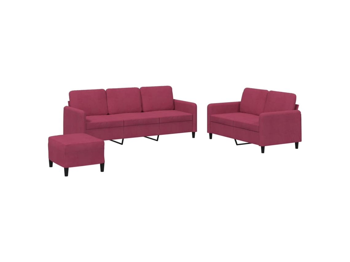 Maison Exclusive - Juego De Sofás 3 Piezas Terciopelo Rojo Tinto