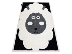 Alfombra Infantil Moderna Joy Sheep, Oveja Para Niños - Estructura Dos Niveles de Vellón Crema/Negro (140 x 190 cm)