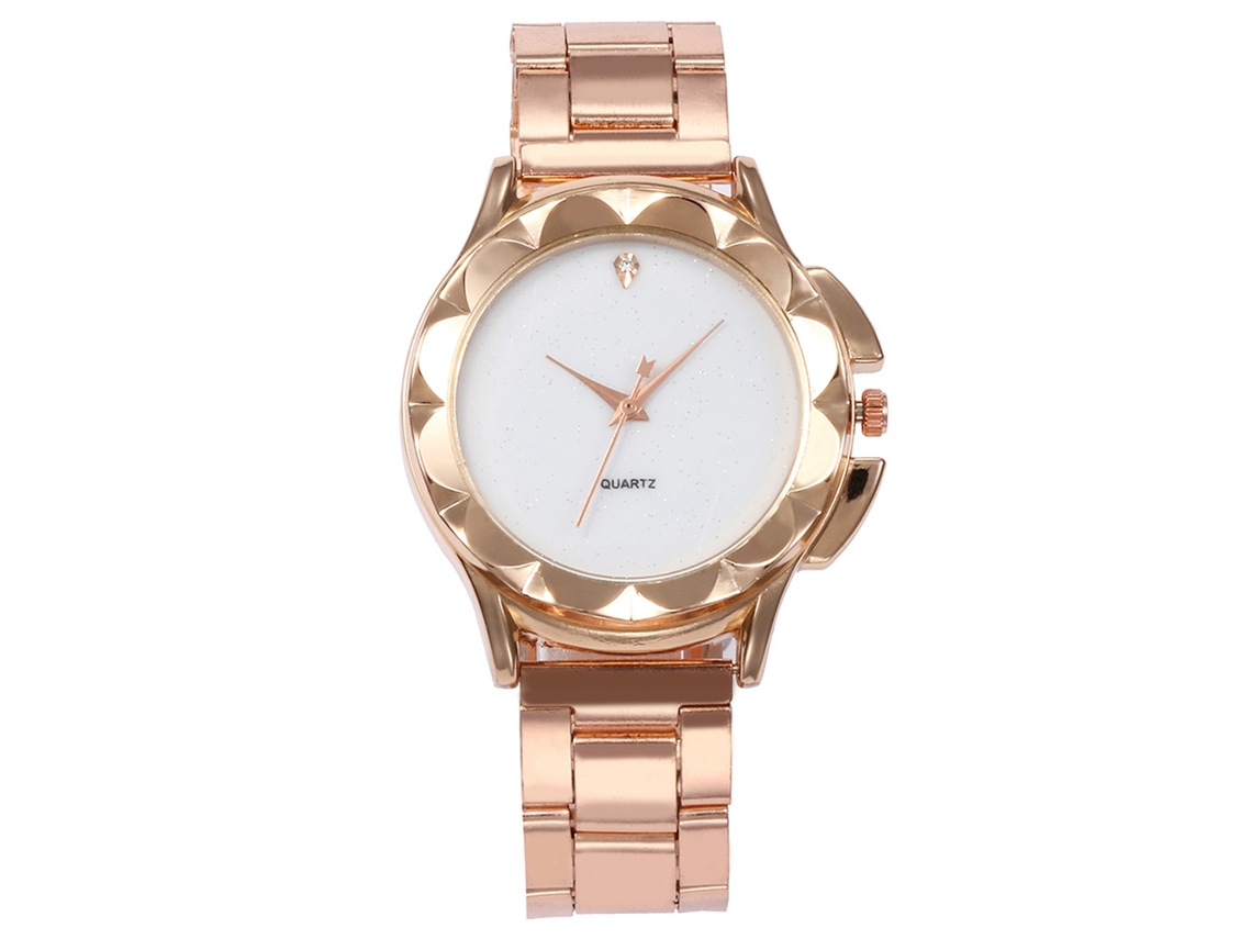 Reloj De Pulsera De Cuarzo Para Mujer Vansvar Con Correa De Aleación Y Diamantes De Imitación Con Estampado Floral Blanco.