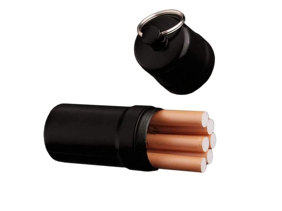 Estuche Portátil Impermeable Para Cigarrillos Con Llavero De Aluminio Para Hombres Y Mujeres, Color Negro, 1 Unidad.