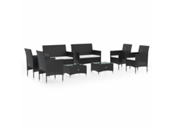 Maison Exclusive - Conjunto de salón de jardín de 8 piezas con cojines de mimbre, negro