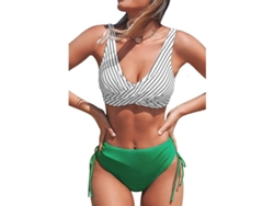 Bikini de dos piezas Rebe con cierre de nudo y talle alto, talla XL