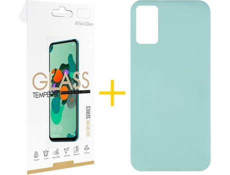 Funda y Protector de Vidrio 1x Samsung Galaxy A41 SKYHE Silicona Líquida Verde Agua