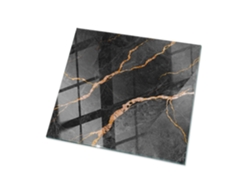 Cristal Para Mesa Cuadrado Espelharte (60x60 Cm - Patrón De Mármol Con Vetas - Negro)