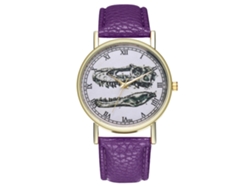 Reloj Analógico De Cuarzo Unisex Con Correa De Piel Sintética, Informal Y A La Moda (morado)