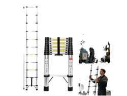 Escalera telescópica de acero inoxidable, con capacidad de carga de 150 kg, 3,2 m de longitud, sin ganchos.