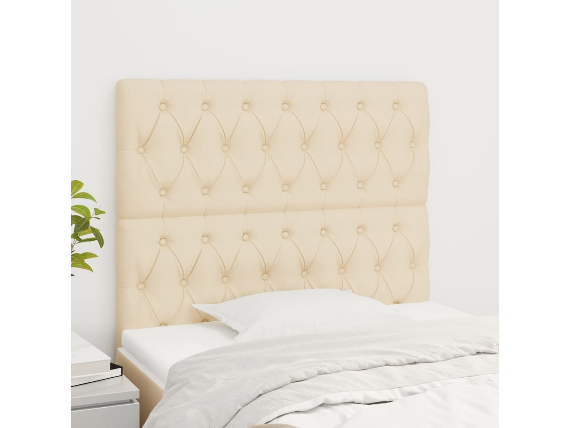 Cabeceros 2 Unidades De Tela Color Crema 100x7x78/88 Cm