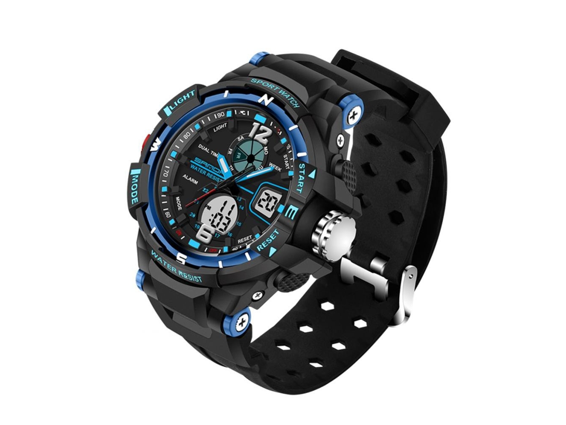 Reloj Electrónico Multifuncional Impermeable Con Doble Display Snada (hombre Negro Azul)