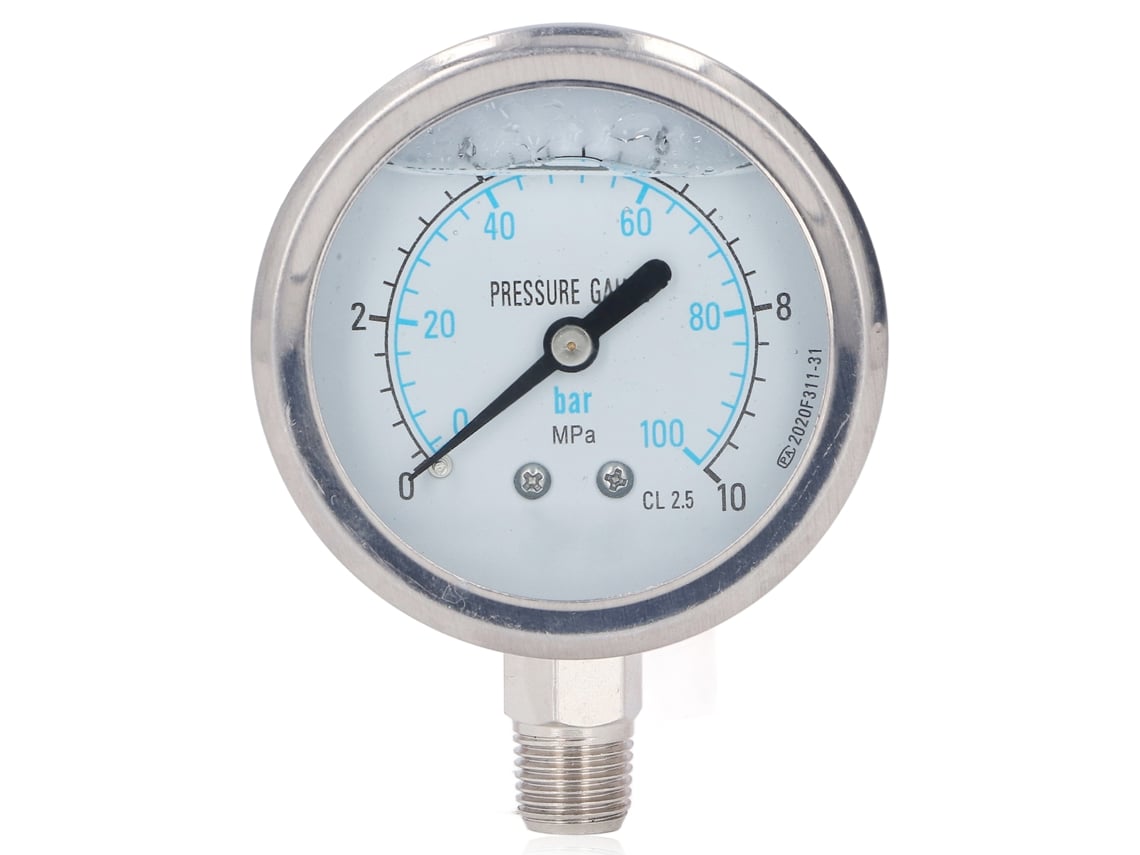 Manómetro De Acero Inoxidable De 1/4 Npt Para Aceite, Agua Y Vacío, 0-10 Mpa, Resistente A La Corrosión Industrial.