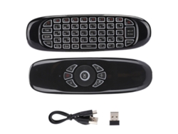 Controle Remoto Mouse Aéreo Sem Fio 2.4g Com Teclado E Retroiluminação Colorida C120