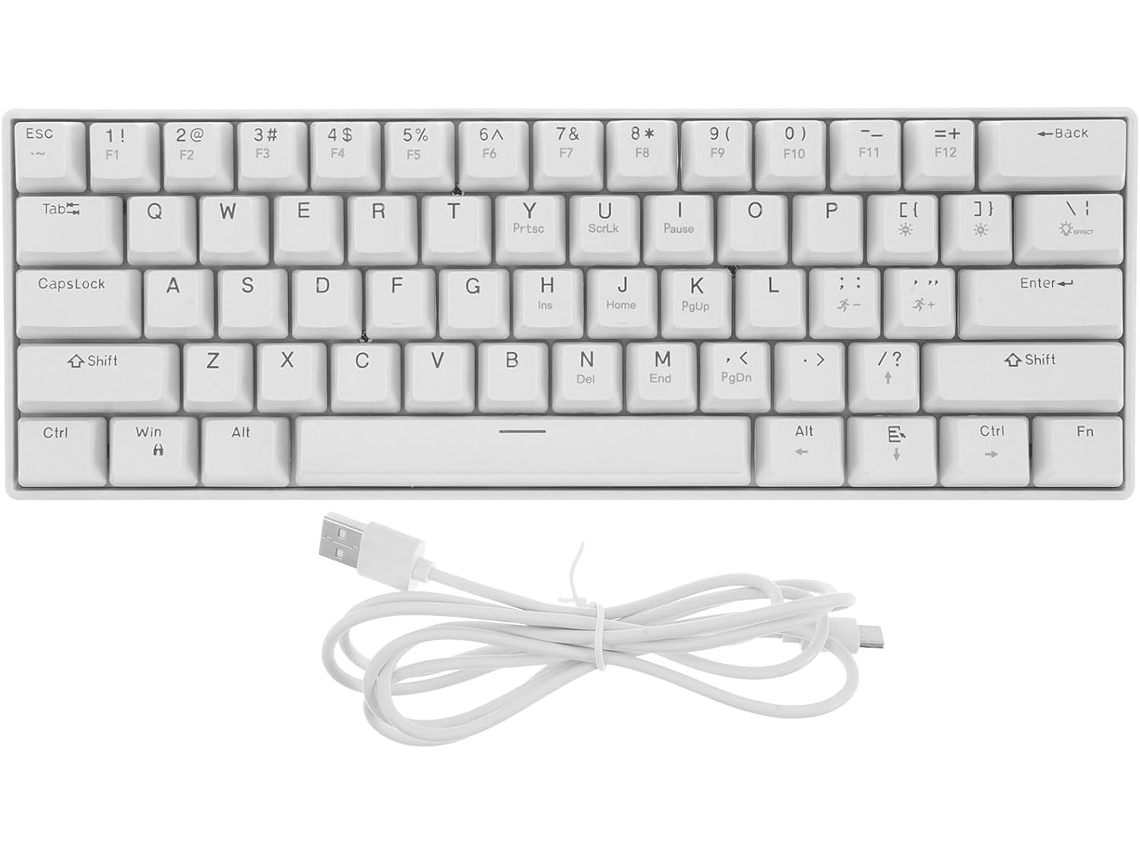 Teclado Mecánico Blanco Fiable De 61 Teclas Con Retroiluminación Rgb - Teclado Compacto Para Juegos