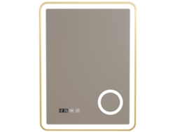 Espejo de pared con LED Pescara para baño IP65 con antivaho y lupa aluminio 80 x 60 x 4 cm Dorado PRO.TEC