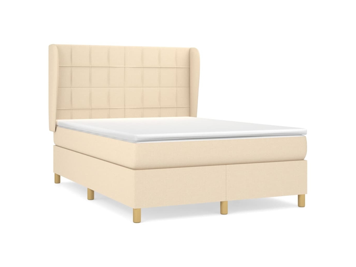 Maison Exclusive - Cama Box Spring Con Colchón Tela Color Crema 140x200 Cm