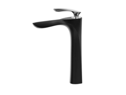 Grifo De Lavabo Alto 205 De Latón Negro Y Cromo, Colección Céphise
